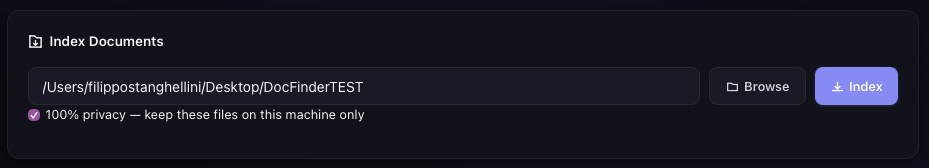 100% privacy checkbox in the Index tab